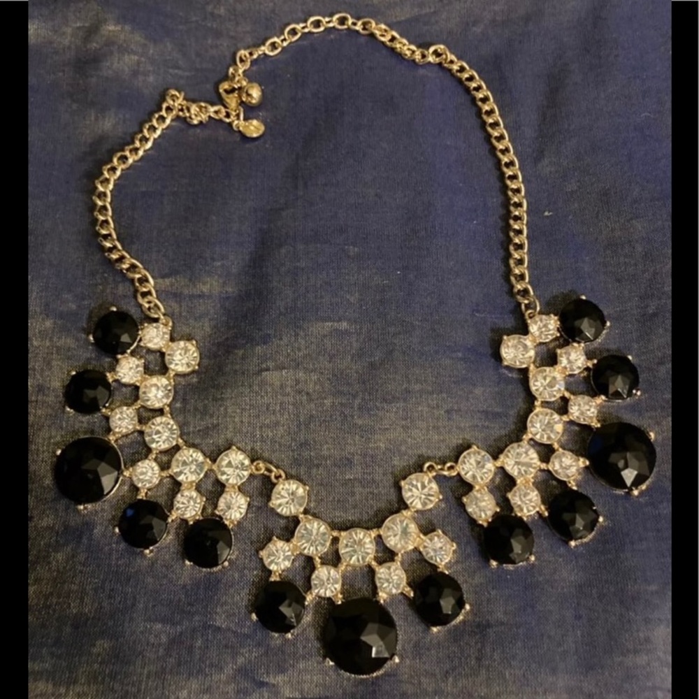 TALBOTS Black & Rhinestone Collar Necklace